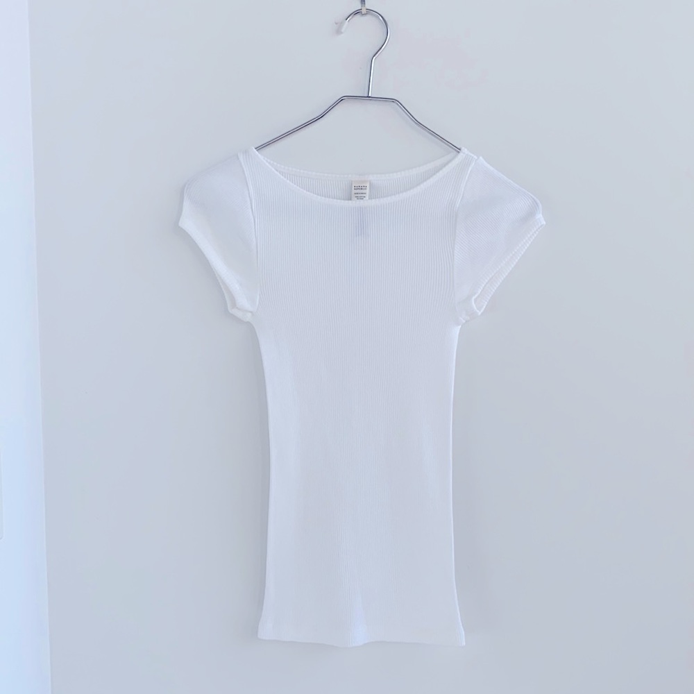 Banana Republic Heavyweight Ribbed Cap Sleeve Tee